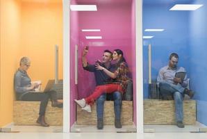 group of business people in creative working  space photo