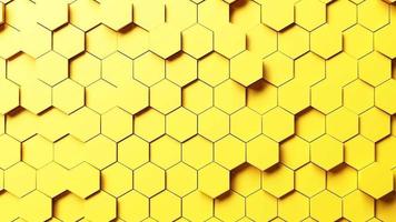 amarillo gris hexagonal tecnología fondo textura amarillo 3d renderizado animación bucle video