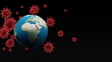 Corona virus with earth globe - flu outbreak or coronaviruses influenza - 3D rendering animation video