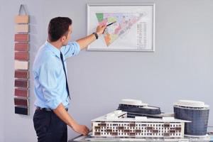 business man waiting for meeting to begin in Board room photo