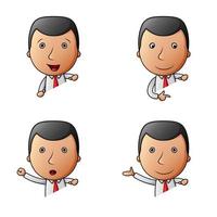 Set of businessman cartoon with different gestures and emotions vector