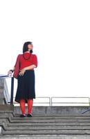 Red socks woman photo