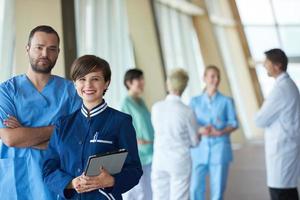 group of medical staff at hospital photo