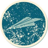 iconic distressed sticker tattoo style image of a paper airplane vector