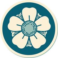 sticker of tattoo in traditional style of a flower vector