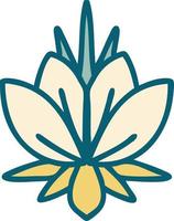 iconic tattoo style image of a water lily vector