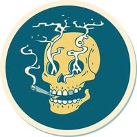 sticker of tattoo in traditional style of a skull vector