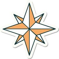 sticker of tattoo in traditional style of a star vector