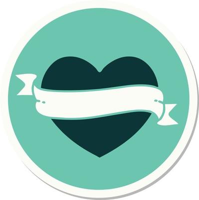 sticker of tattoo in traditional style of a heart and banner