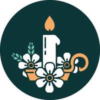 iconic tattoo style image of a candle holder vector