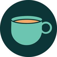 iconic tattoo style image of cup of coffee vector