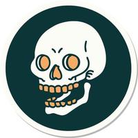 sticker of tattoo in traditional style of a skull vector