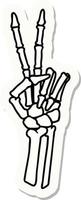 sticker of tattoo in traditional style of a skeleton giving a peace sign vector