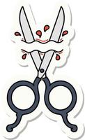 sticker of tattoo in traditional style of barber scissors vector