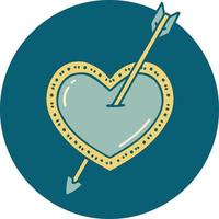 iconic tattoo style image of an arrow and heart vector