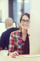 startup business, woman  working on desktop computer photo