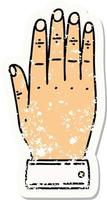 distressed sticker tattoo in traditional style of a hand vector