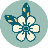 iconic tattoo style image of a flower vector