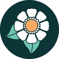 iconic tattoo style image of a flower vector