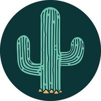 imagen icónica de estilo tatuaje de un cactus vector