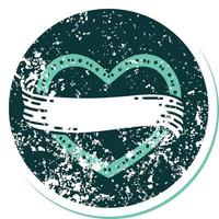 iconic distressed sticker tattoo style image of a heart and banner vector