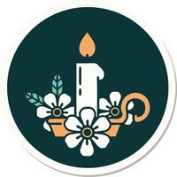 sticker of tattoo in traditional style of a candle holder vector