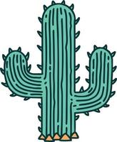 iconic tattoo style image of a cactus vector