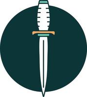 iconic tattoo style image of a dagger vector