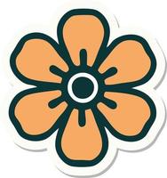 sticker of tattoo in traditional style of a flower vector
