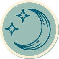 sticker of tattoo in traditional style of a moon and stars vector