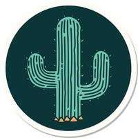 pegatina de tatuaje al estilo tradicional de un cactus vector