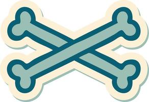 sticker of tattoo in traditional style of cross bones vector