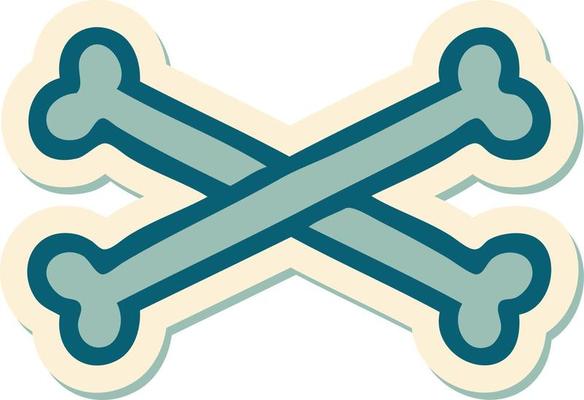 sticker of tattoo in traditional style of cross bones