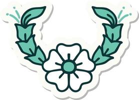 sticker of tattoo in traditional style of a decorative flower vector