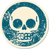 iconic distressed sticker tattoo style image of a skull vector