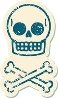 iconic distressed sticker tattoo style image of a skull vector