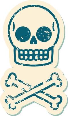 iconic distressed sticker tattoo style image of a skull