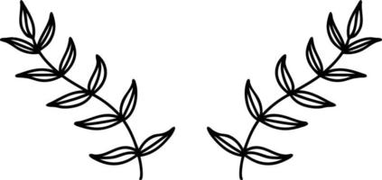 tattoo in black line style of leaves vector