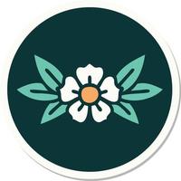sticker of tattoo in traditional style of a flower vector