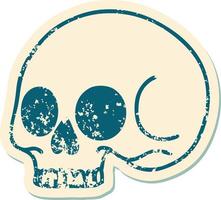 iconic distressed sticker tattoo style image of a skull vector