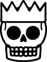 tattoo in black line style of a skull and crown vector