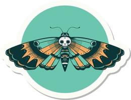 sticker of tattoo in traditional style of a deaths head moth vector