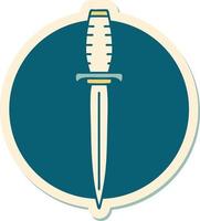 sticker of tattoo in traditional style of a dagger vector