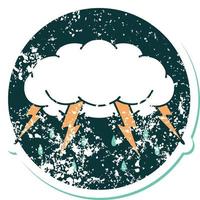 iconic distressed sticker tattoo style image of a storm cloud vector