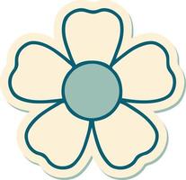 sticker of tattoo in traditional style of a flower vector