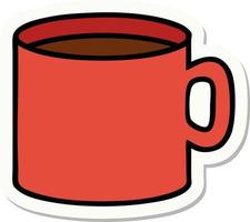 sticker of tattoo in traditional style of cup of coffee vector