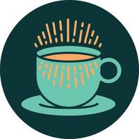 iconic tattoo style image of cup of coffee vector