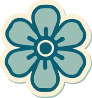 sticker of tattoo in traditional style of a flower vector