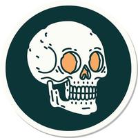 sticker of tattoo in traditional style of a skull vector