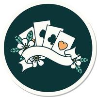 sticker of tattoo in traditional style of cards and banner vector